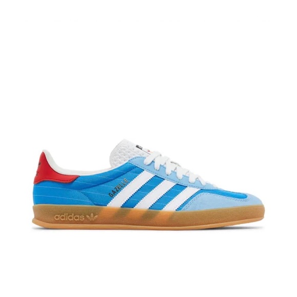 Adidas Sky Blue and White Trainers with Gum Sole main image 4